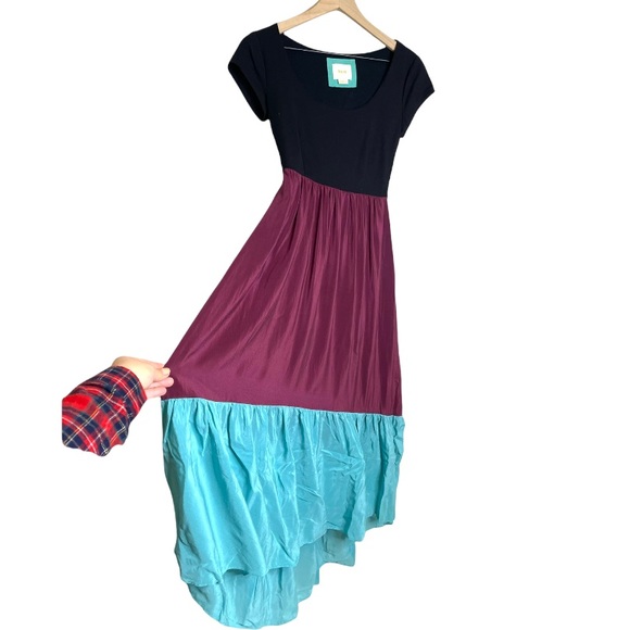 Anthropologie Maeve Color Block Silky Maxi Dress sz XS - Picture 6 of 14